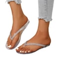 thumbnail image 4 of Women Flip Flops Non- Slides Sandals Casual Soft Slipper Hollow Jelly Clear Sandals Beach Ballet Low Heel Comfortable Summer On Jellies Shoes White CN:41/US:8.5, 4 of 9