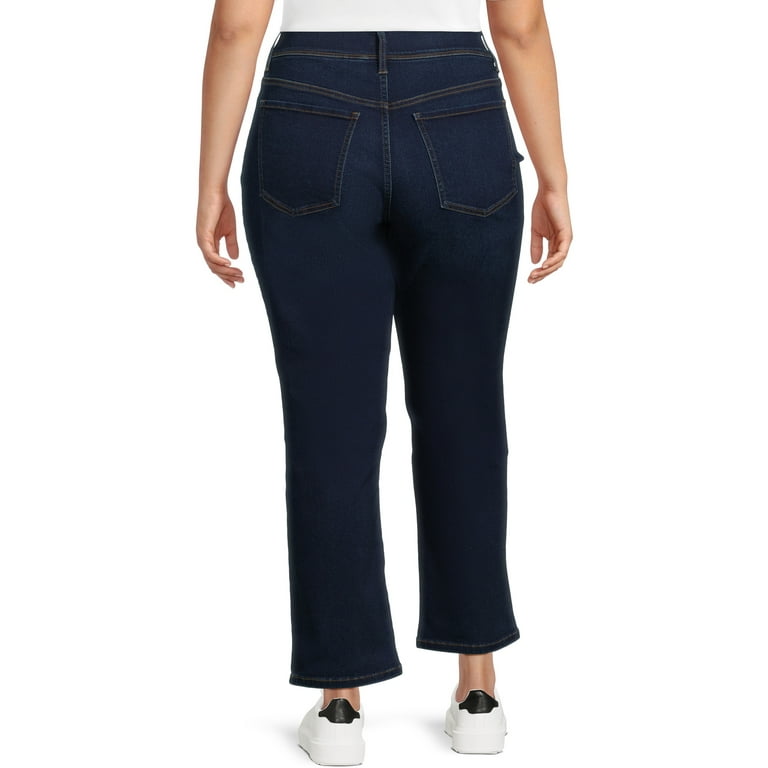 Terra & Sky Women's Plus Size Pull-on Straight Leg Jeans, sizes 0X-4X 