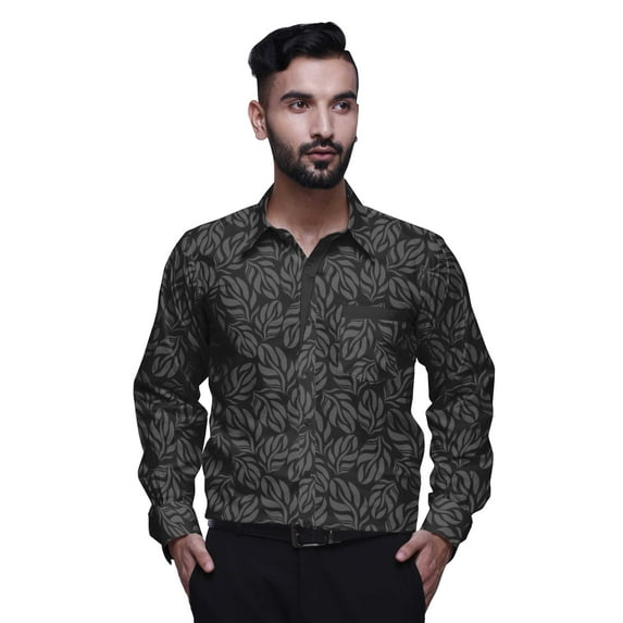 BESTMAN Casual Printed Shirts For Men Slim Fit Button Down Long Sleeve Shirt