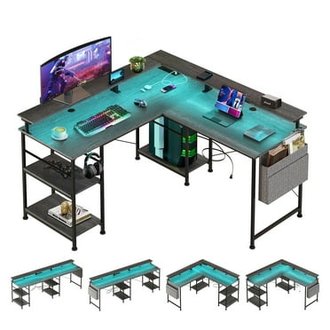 Bestier 55 inch L-Shaped Gaming Computer Desk with Monitor Stand Home ...
