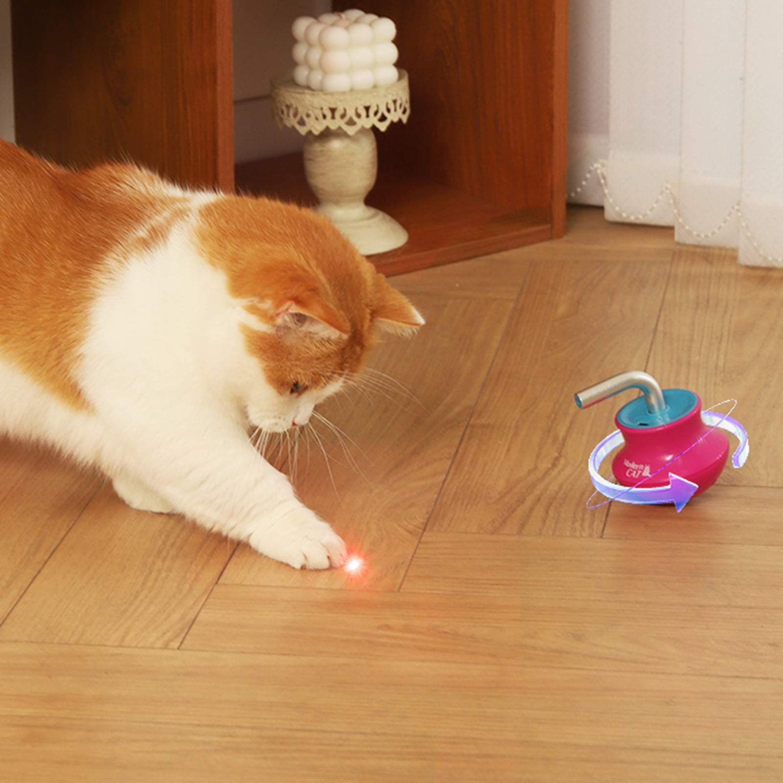 Modern Cat Toy - Electric Laser Pointer, Self-Righting Wobble Base, Anti-Collision Fall-Resistant, Self-Amusement Boredom Relief Energy-Burning - For Indoor Cats, Interactive Solo Play, Wild Play Sce