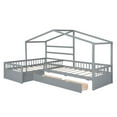 thumbnail image 5 of Bed Frame, Twin Size House Bed with 3 Storage Drawers, Platform Bed, L-Shaped House Platform Bed Frame for Adults Boys and Girls, Gray, 5 of 9