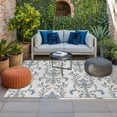 thumbnail image 2 of Blue Tan Flower Outdoor Rug for Patio/Deck/Porch, Non-Slip Large Area Rug 5 x 7 Ft, Abstract Vintage Ethnic Tribal Boho Indoor Outdoor Rugs Washable Area Rugs, Reversible Camping Rug Carpet Runner, 2 of 8