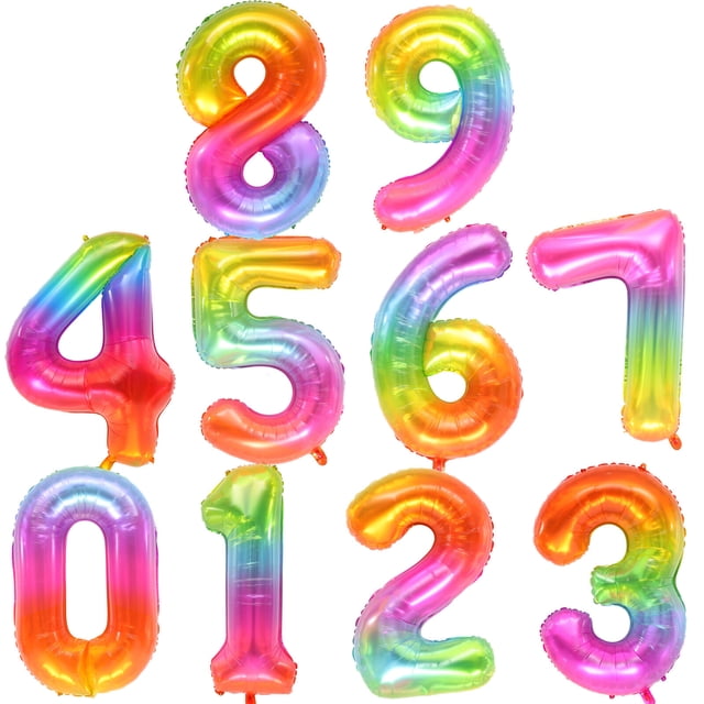 KAKOWELY 10 globos gigantes para fiesta de cumpleaños, globos digitales con números, globos de aluminio.