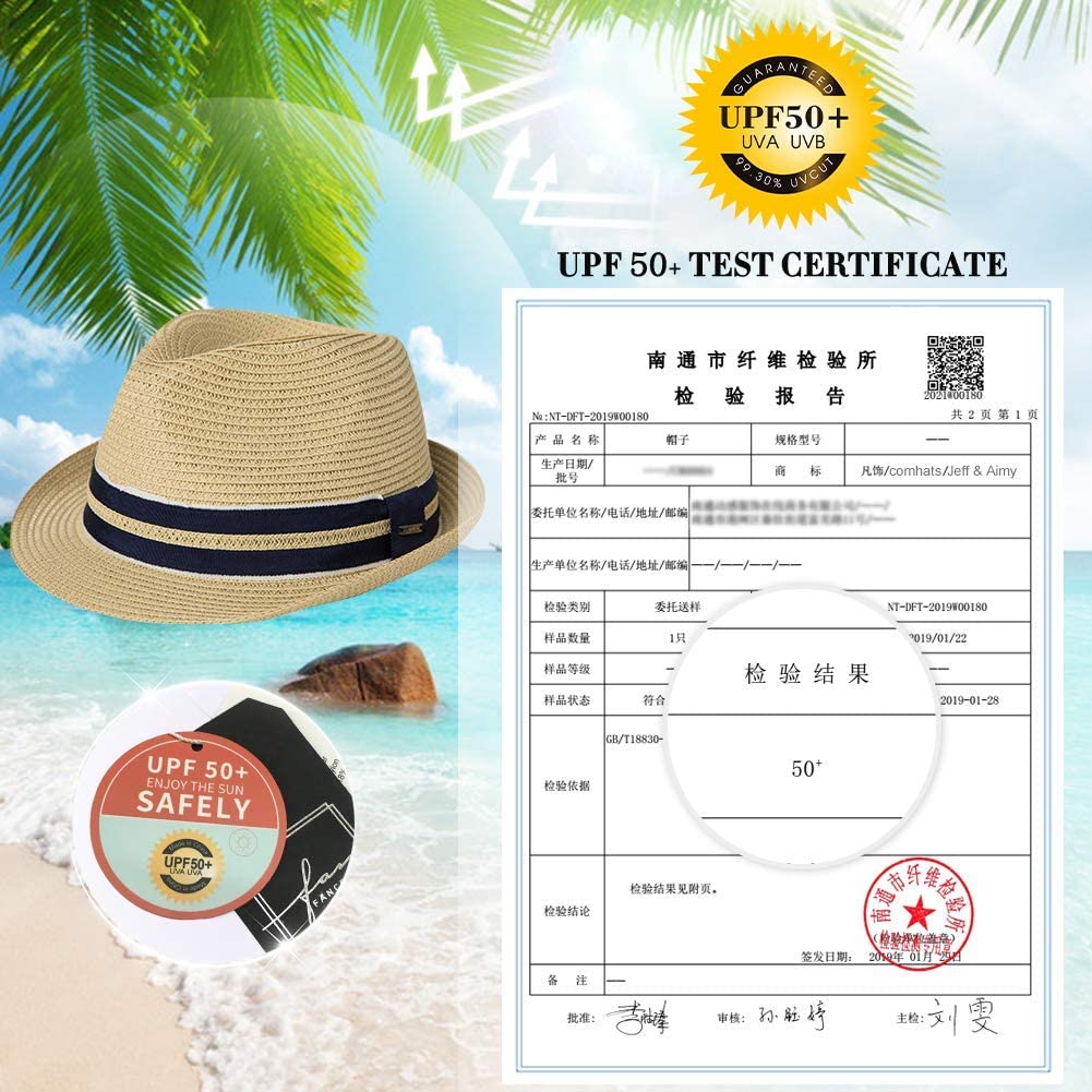 Fedora Straw Fashion Sun Hat Packable 
