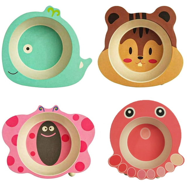 Baby Divided Plate, Silicone Portable Non-Slip Toddler Feeding Plate with Suction Cup for Children Kids & Babies Dinner Plate, Microwave & Dishwasher Safe