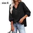 thumbnail image 2 of Sudadera con capucha para mujer, sudadera con botones, tops para adolescentes, jersey informal de manga larga de gran tamaño (negro), 2 of 6