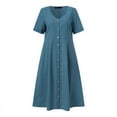 thumbnail image 2 of ZANZEA Women Short Sleeved Buttons Up Midi Dress Holiday Dresses, 2 of 12