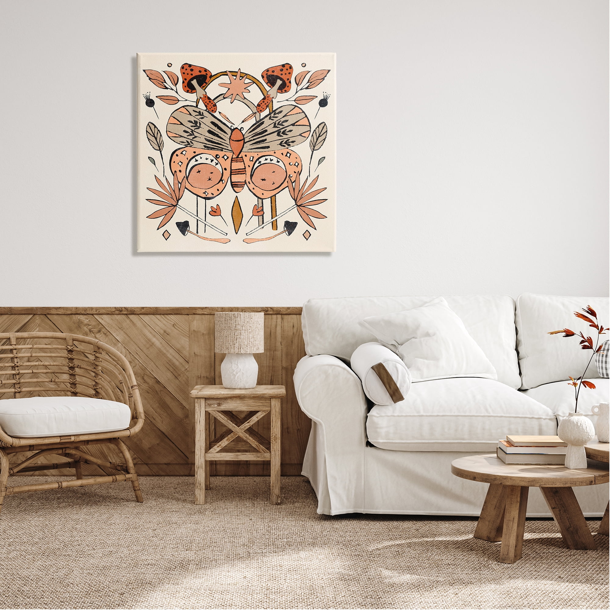 Stupell Industries Moth & Herbs Pattern Animals & Insects Painting Gallery Wrapped Canvas Print Wall Art, 30 x 30