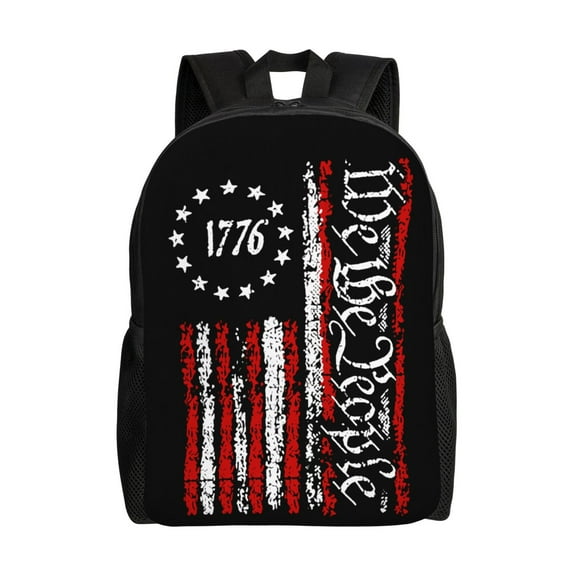 1776 We The People American Backpack Single-Sided Printed Backpack Light Casual Laptop Backpack Travel Backpack Suitable For Office Travel Commuting