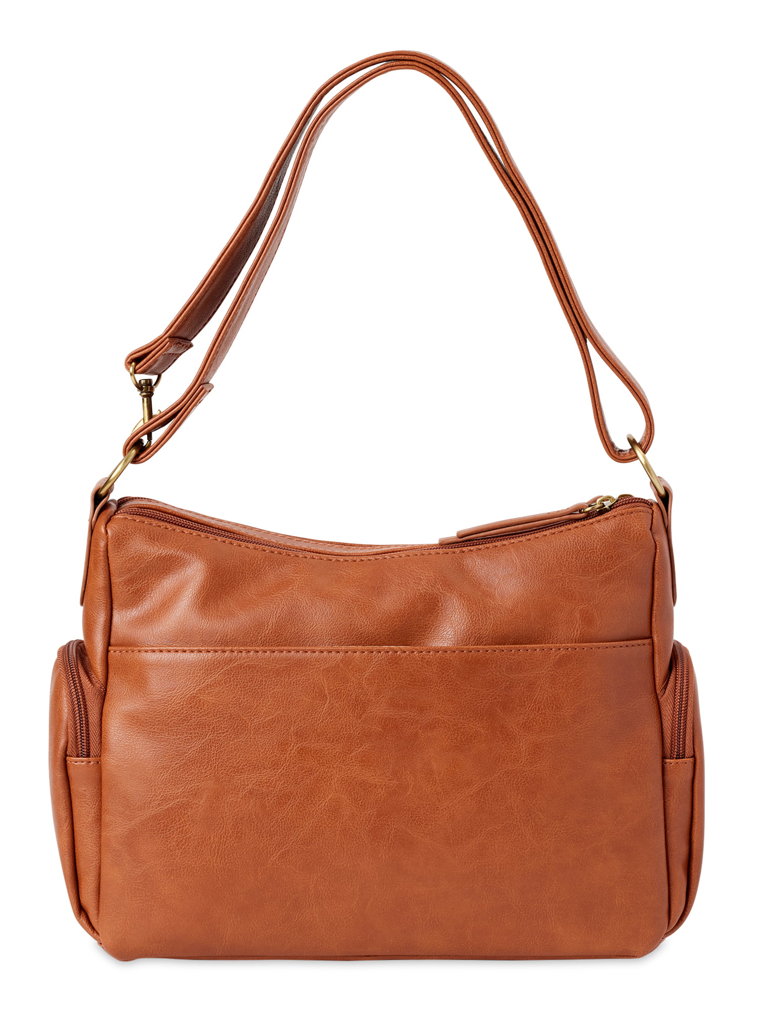 Bueno Collection Cognac Tan Brown Faux Leather Crossbody Hobo