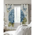 thumbnail image 4 of Blue Hydrangea Kitchen Curtains Spring Vintage Botanical Butterfly Cafe Short Curtains for Bathroom Blackout Window Curtain Grommet Small Window Treatment Drapes for Bedroom Living Room 27.5"x39"x2, 4 of 9