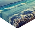 thumbnail image 2 of Ambesonne Tropical Fitted Sheet, Beach Sunset Waves, Queen Size, Cream Turquoise, 2 of 3