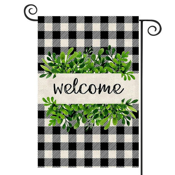 DMERBYL Garden Flag for Outside Buffalo Plaid Check Welcome Flags Small 12x18 Inch Double Sided Yard Flag for Spring Winter Home House Outdoor Farmhouse Decor