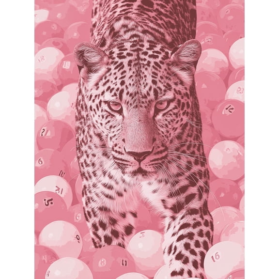 UXIEQU Leopard in Pink Balls Canvas Wall Art 15.75x11.81 Inches