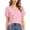 Pink, variant on Plus Size T-Shirt Women's Diagonal Buttons Tops Short Puff Sleeve Drawstring Dressy Elegant Blouse Split V-Neck Summer Clothes