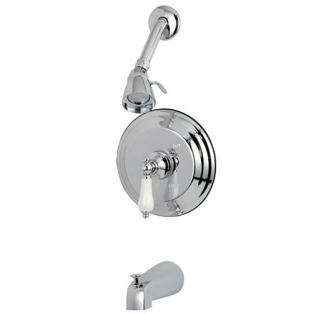Kingston Brass KB3631PLT Tub & Shower Trim with Porcelain Lever Handle, Chrome