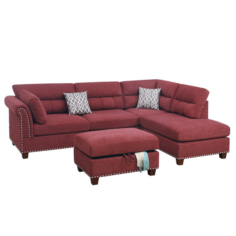 Poundex 3 Piece Fabric Sectional Sofa, Poundex Furniture Quality