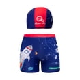 thumbnail image 3 of HAOTAGS Boys Printed Swim Trunks + Matching Cap Set, Elastic-Waist Quick-Dry Shorts Summer 2 Piece Swimsuit Set Red 5-6 Years, 3 of 4