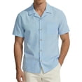 thumbnail image 2 of JOANKDMI Casual Button Down Shirts for Men Short Sleeve Camp Collar Lightweight Breathable Summer Beach Vacation Tops with Chest Pocket Linen Blend Hawaiian Shirt, S-3XL, 2 of 6