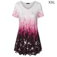 thumbnail image 1 of Camiseta de mujer Blusa informal con estampado degradado Vestido suelto con cuello en V, Rojo, XXL Speravity AP001902-29, 1 of 5