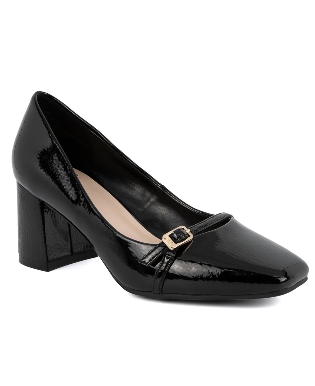 Jones New York BLACK PATENT Women's Aubin Block Heel Dress Jones New York BLACK PATENT Women's Aubin Block Heel Dress