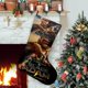 thumbnail image 1 of Black Adam Tema: Calcetines de Navidad, fino lino blanco para colgar en escaleras y chimenea, decoración navideña para el hogar, regalo de Navidad.54cm×38cm, 1 of 5