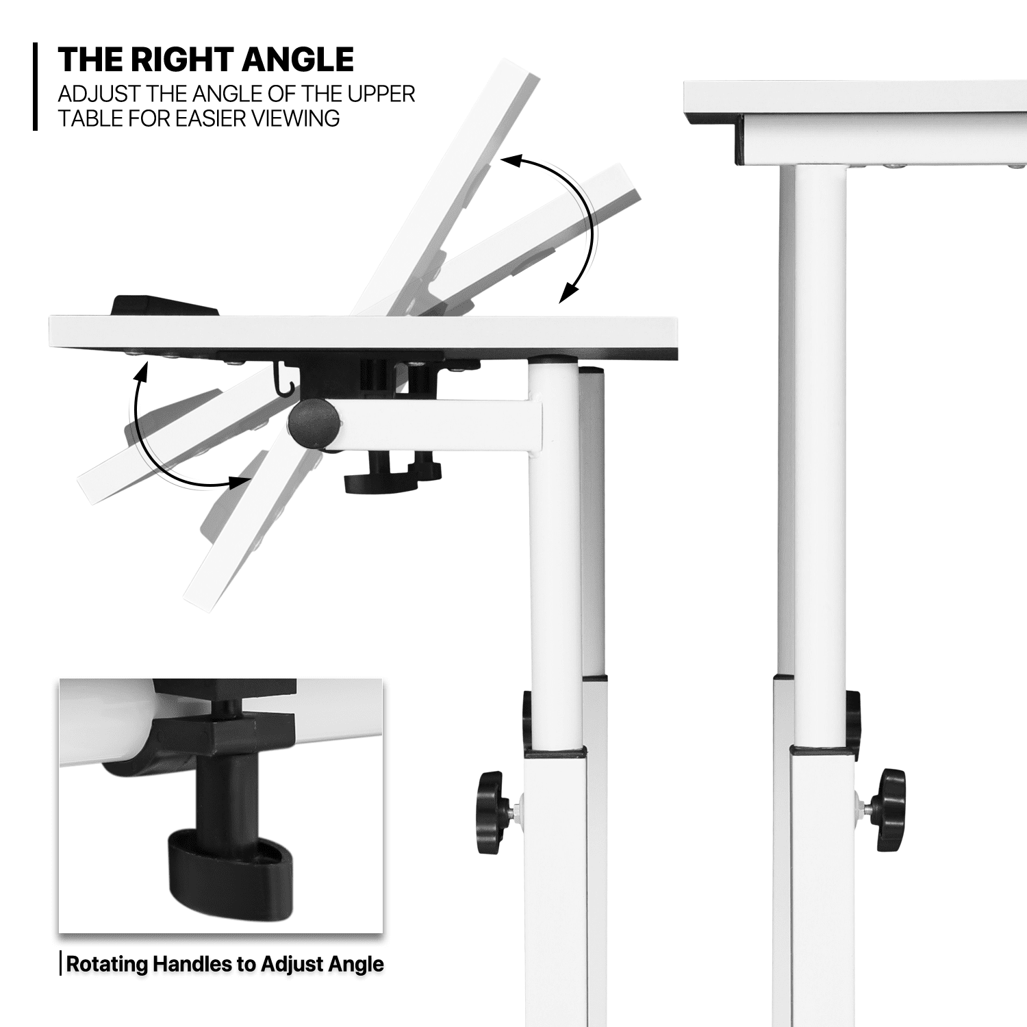 MoNiBloom Mobile Standing Desk, Adjustable Rolling Computer Desk, Portable Laptop Table Home Office Laptop Workstation with Wheels, White