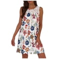 thumbnail image 1 of Fridja Womens Casual Épissage Dentelle Imprimé Floral Col Rond Robe Sans Manches, 1 of 6