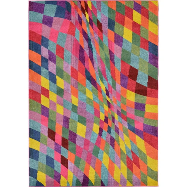 Unique Loom Estrella Modern Eclectic Area Rug 6' x 9' Rectangle Multi/Pink