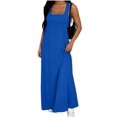 thumbnail image 2 of Women's Two-Piece Sleeveless Square Neck Tank Maxi Dress with Built-in Crop Top S, 2 of 7
