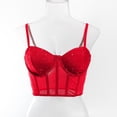 thumbnail image 4 of Women's Rhinestone Corset Top Sexy Mesh Bustier, Underwire Push Up Boned Crop Tank, Sheer Sequin Party Clubwear, Adjustable Strap Camisole, 4 of 7