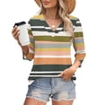 thumbnail image 7 of XUNKUSGA Shirts for Women Casual V Neck 3/4 Sleeve Tops for Women Trendy Comfortable Breathable Ladies Tops and Blouses Basic Tops for Woman S-2XL Green, 7 of 7