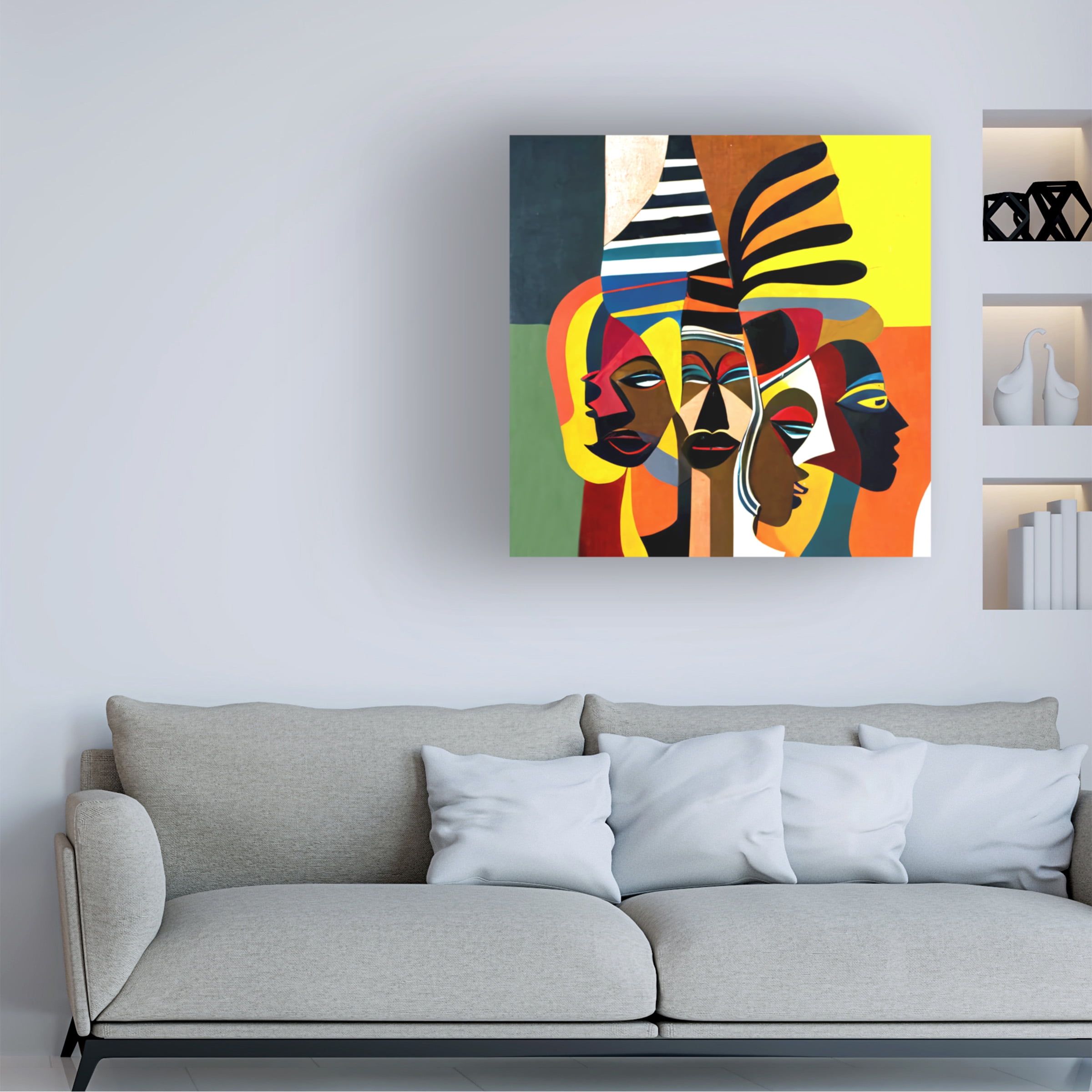 Canvas Wall Art - Ray Heere 'Mid Century Celebration Of All Cultures 15' Wall Art for Living Room, Bedroom, or Office Décor by Trademark Fine Art - 35 x 35 Inches