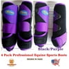 Horse Medium Professional Splint Equine Sports Medicine Boots Black Purple 4114C