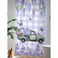 thumbnail image 4 of Sheer Curtains 96 Inches Long, Purple Flowers Semi Sheer Curtains Light Filtering Window Treatment, Weeping Spring Floral Truck Butterfly Checkered Privacy Voile Drapes for Living Room 52x96 Inch, 4 of 7