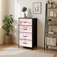 thumbnail image 2 of Kanworse 4 Drawer Fabric Dresser for Bedroom Pastel Pink Bow Collection Various Chests of Drawers for Closet Organizers Storage, 2 of 8
