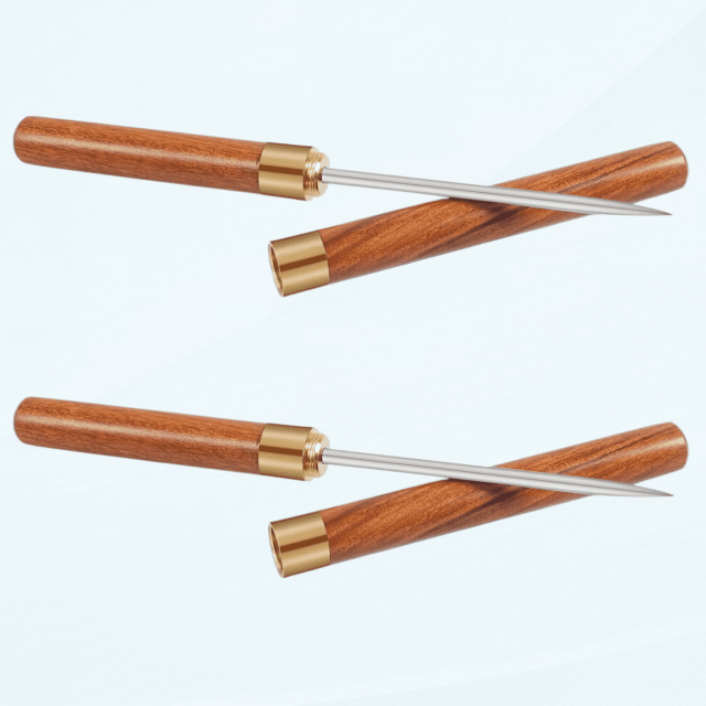 Picahielos con funda - Paquete de 2 picahielos de acero inoxidable para romper hielo, mango de madera antideslizante, herramienta fácil de agarrar, picahielos para cocina