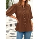 thumbnail image 4 of Blusa PRETTYGARDEN para mujer, verano 2025, manga corta, marrón, 4 of 9
