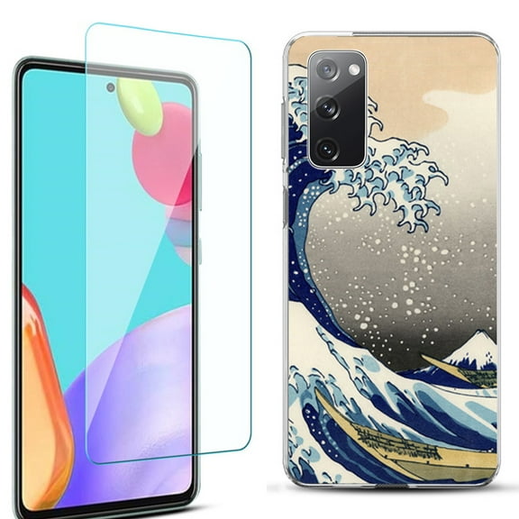 Slim-Fit Protective Phone Case for Samsung Galaxy S20 FE 5G Fan Edition, with Tempered Glass Screen Protector, by OneToughShield ® - Great Wave