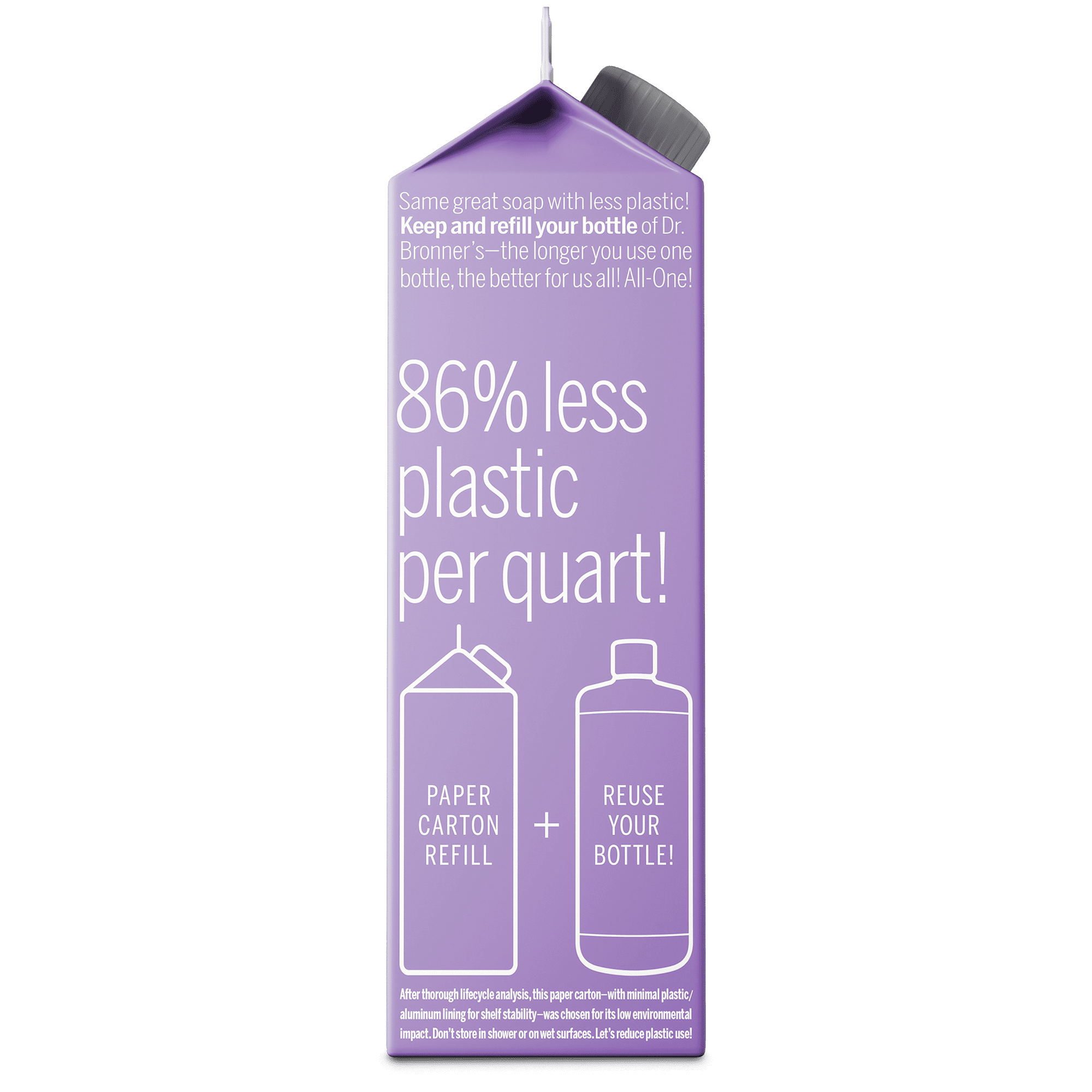 (3 pack) Dr. Bronner's Magic Soap - Castile Liquid Refill Carton - Lavender - 32 oz - 18-in-1 uses - Adults, Teens, Children
