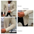thumbnail image 5 of Men's Beige 3XL Pure Color Long Sleeve Cardigan Sweater Coat with Pockets - Knit Casual Comfort, 5 of 6