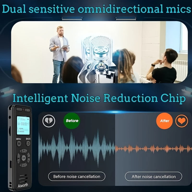 136GB Digital Voice Recorder, 9860H Recording, Voice Activated, MP3 Player, Password Lock, Variable Speed Playback, for Lectures Meetings Interviews, USB Rechargeable, Long Battery Life
