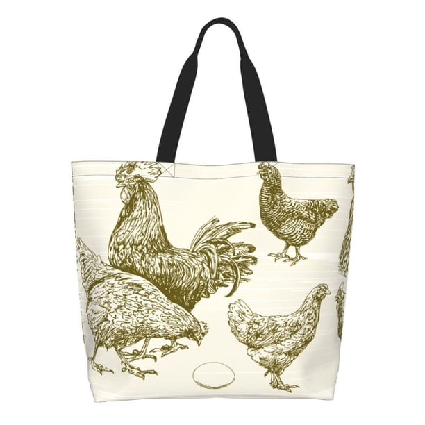 Balery Chickens Bolsa Tote Estilo Estético con Cremalleras, Bolsa de Hombro, Bolsa de Compras Grande y Plegable