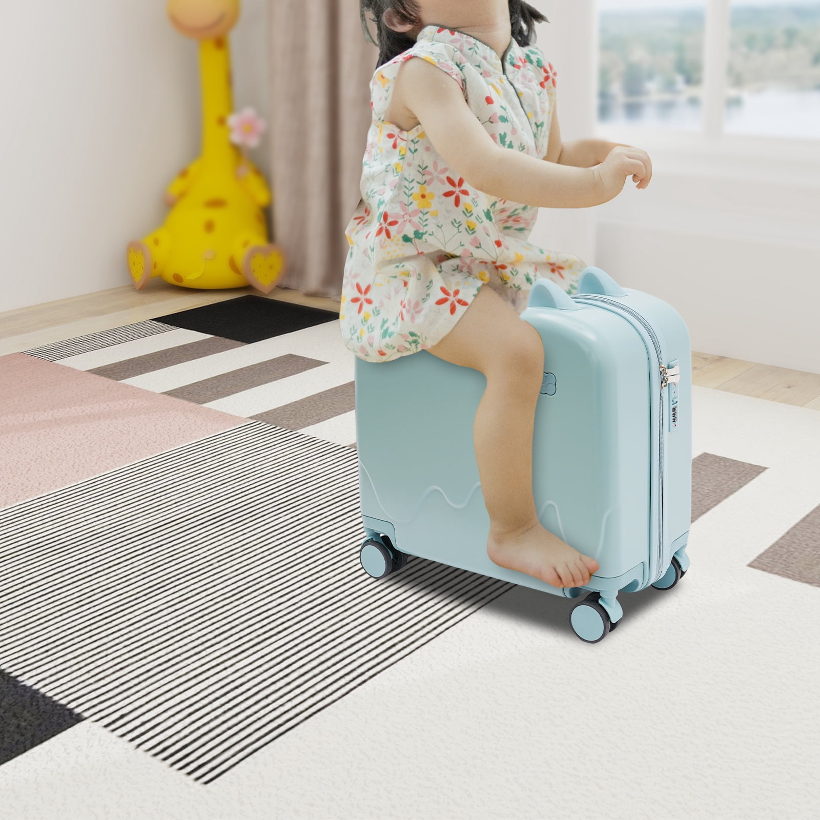 18inch,20inch Ride-On Kids Suitcase,Rolling Luggage with Spinner Wheels Carry Trolley Luggage with Password Lock Children's Ride On Trolley Airplane Luggage