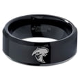 thumbnail image 2 of Tungsten Cowboy Cowboys Bandit Banditry Band Ring 8mm Men Women Comfort Fit Black Beveled Edge Polished, 2 of 4