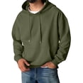 thumbnail image 4 of Delconic Mens Pullover Hoodie Long Sleeve Casual Athletic Sweatshirt with Kangaroo Pocket Drawstring Hood Relaxed Fit Army Green L, 4 of 6