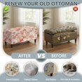 thumbnail image 5 of SEANATIVE Ottoman Slipcover Rectangular Storage Ottoman Bench Cover Stretchable Storage Footstool Cover with Non-Slip Elastic Band Washable Footrest Foot Stool Covers, S, Floral Beige, 5 of 7