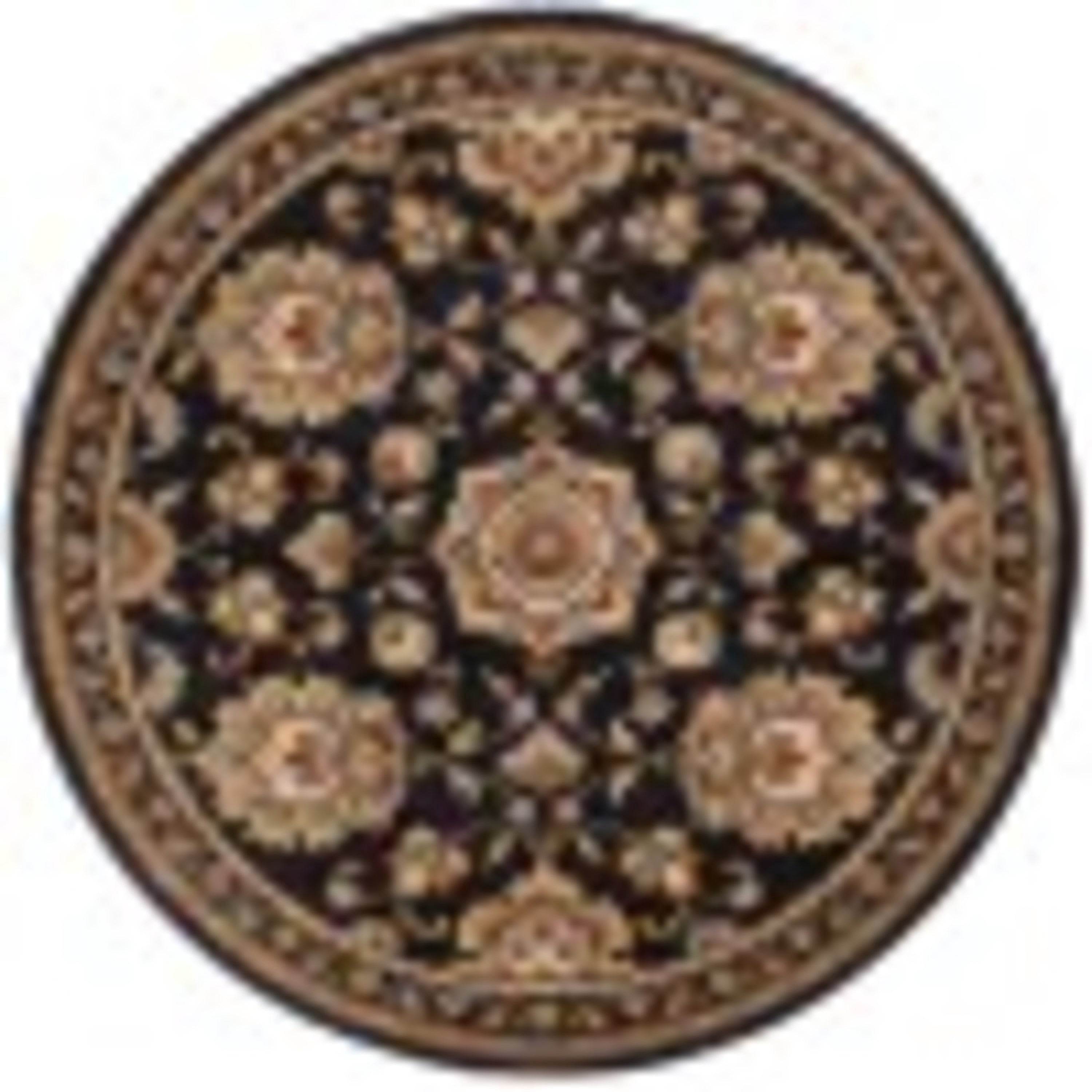 Sensation Traditional 8' Round Black and Gold Polypropylene Indoor Area Rug