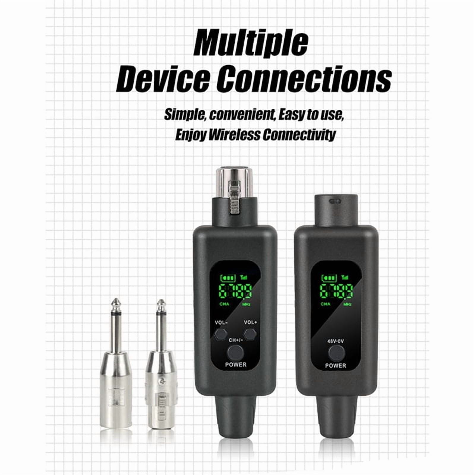 2.4G Wireless Microphone System XLR Mic Converter Adapter UHF Automatic Transmitter for Wired Dynamic Microphone 48v